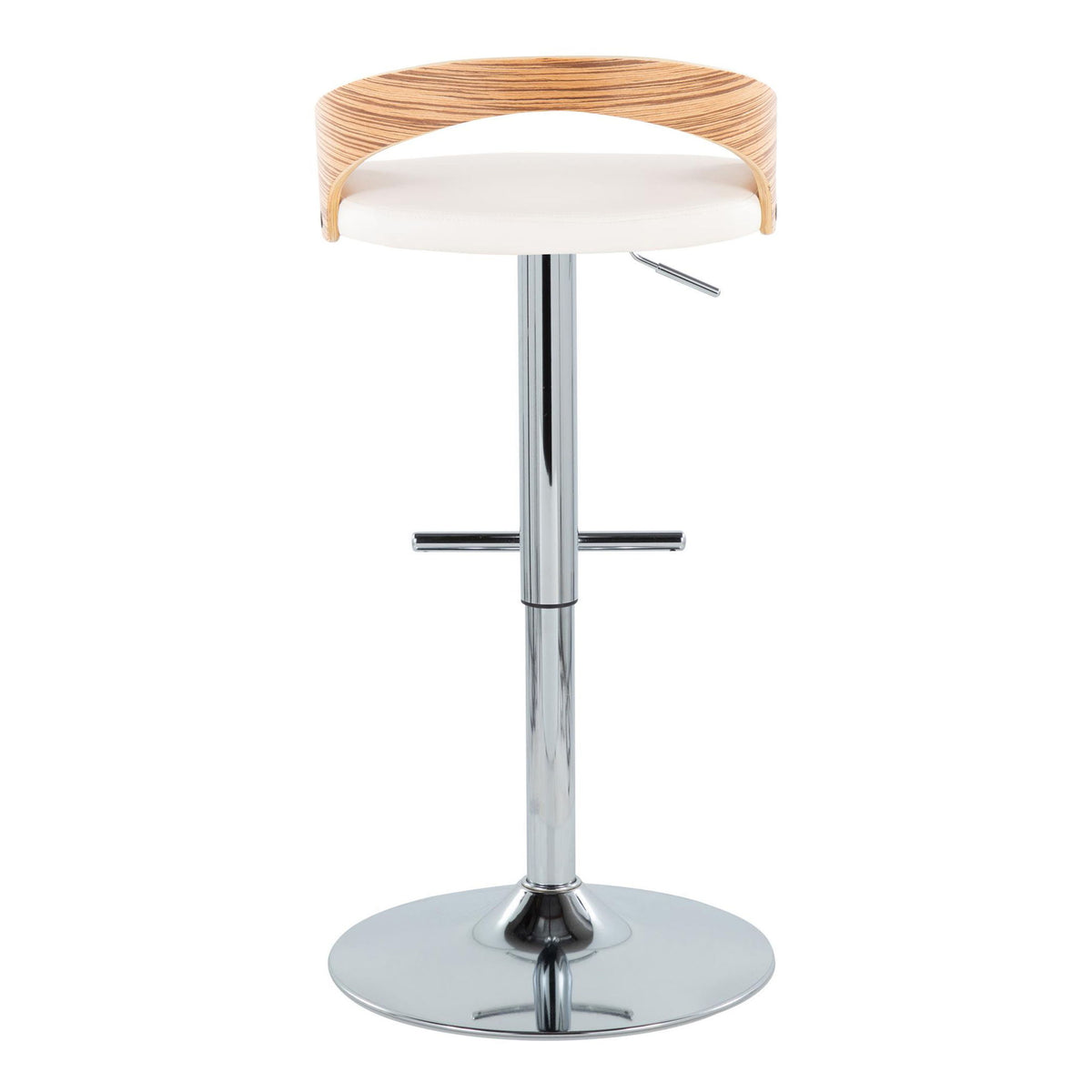 Grotto - Mid-Century Modern Adjustable Height Barstool With Swivel With Straight T Footrest (Set of 2) - White