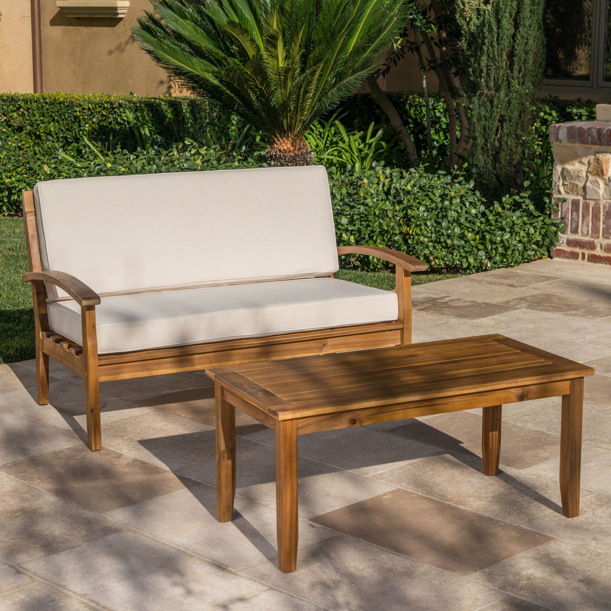 Outdoor Chat Set With Coffee Table And Loveseat