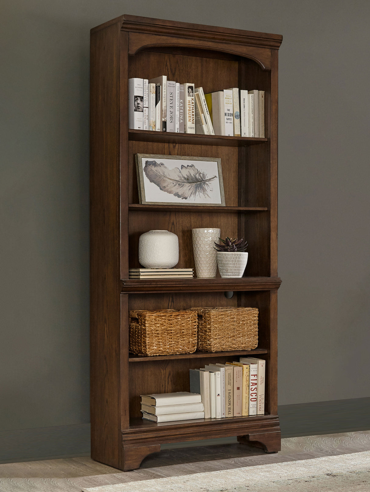 Hartshill 78-Inch 5-Shelf Bookcase in Burnished Oak