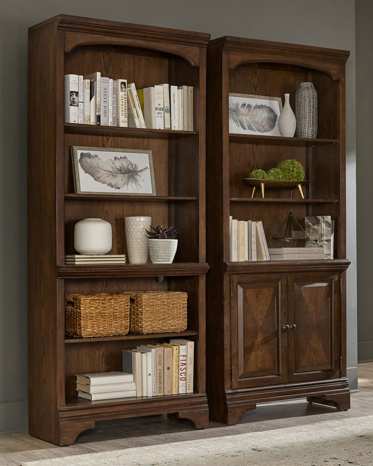 Hartshill 78-Inch 5-Shelf Bookcase in Burnished Oak