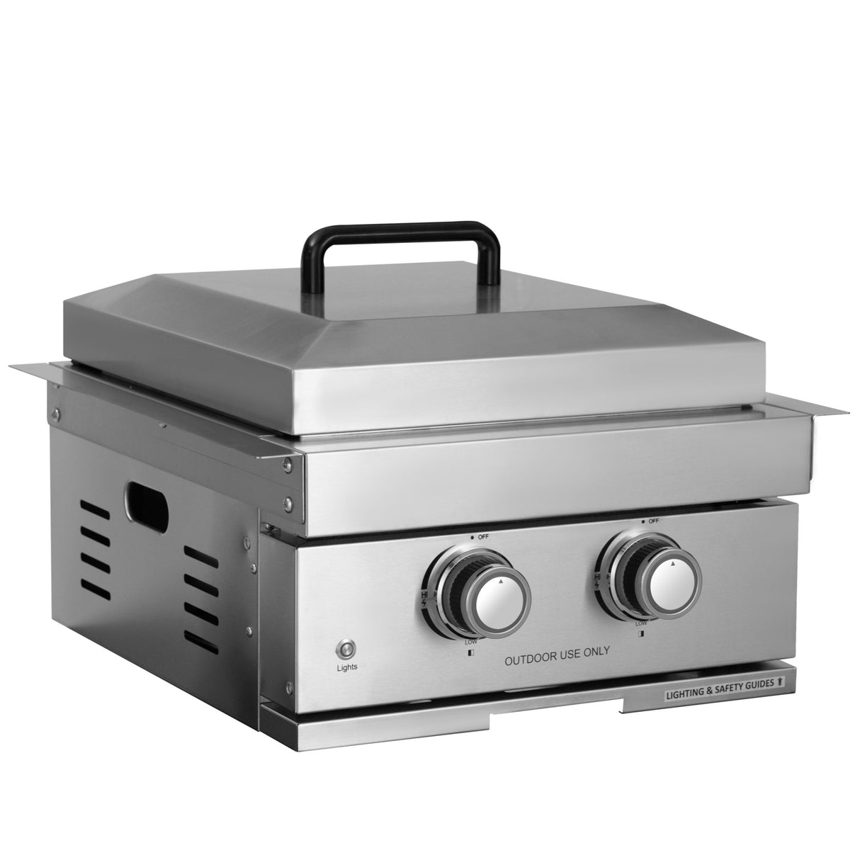 Built-In Outdoor Kitchen LPG Gas Grill 60000 Btu, Drop-In Ice Box With BBQ Tool Set - Silver