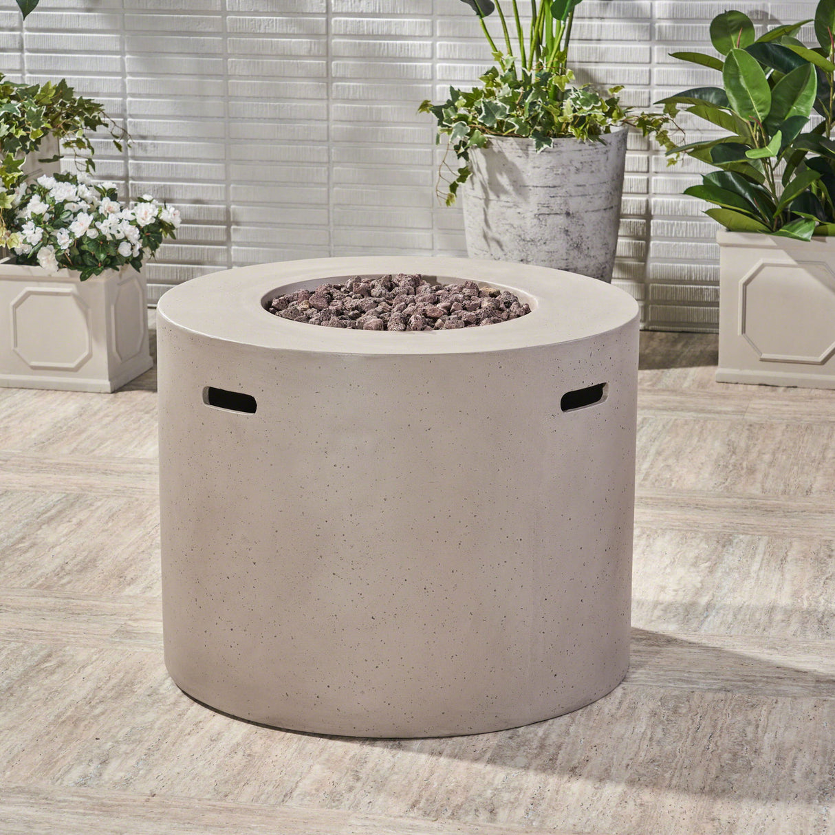 Round Propane Fire Pit Table Modern Outdoor Patio Heater 40000 BTU