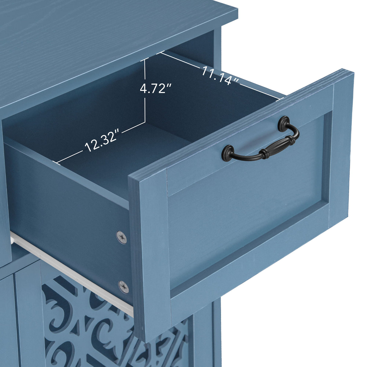 2 Door 2 Drawer Cabinet, American Furniture, Suitable For Bedroom, Living Room, Study - Blue