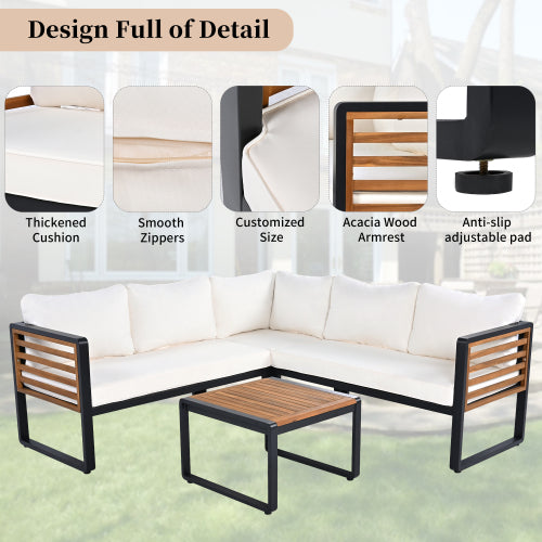 4-Piece Outdoor Beige Conversation Set