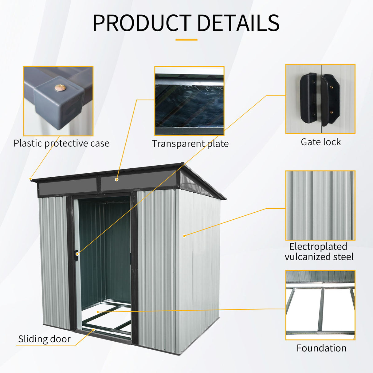 Outdoor Metal Storage Shed Garden Building with Sliding Doors and Foundation