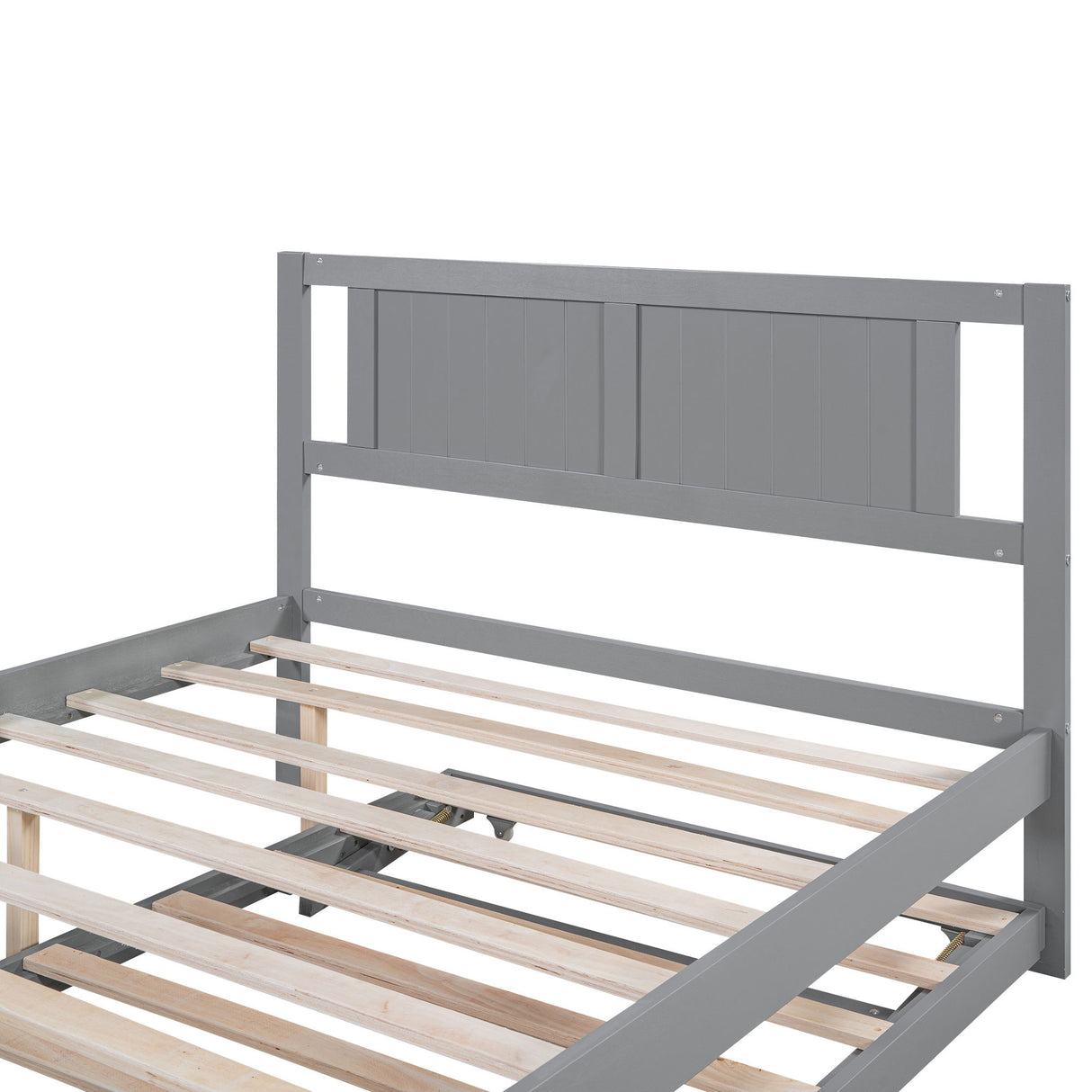 Full Size With Adjustable Twin Trundle Platform Bed - Gray