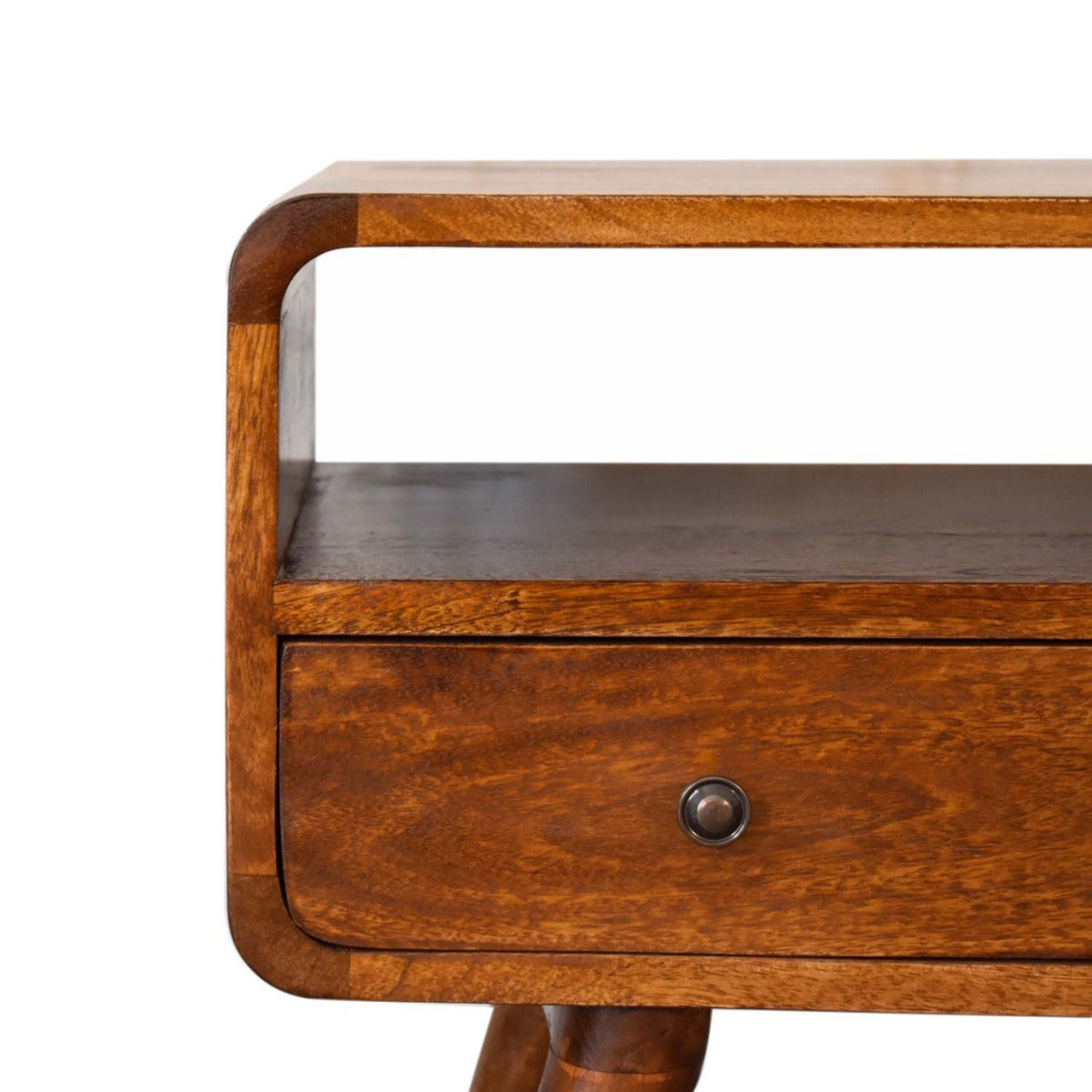 Mini Curved Media Unit With 2 Drawers - Chestnut