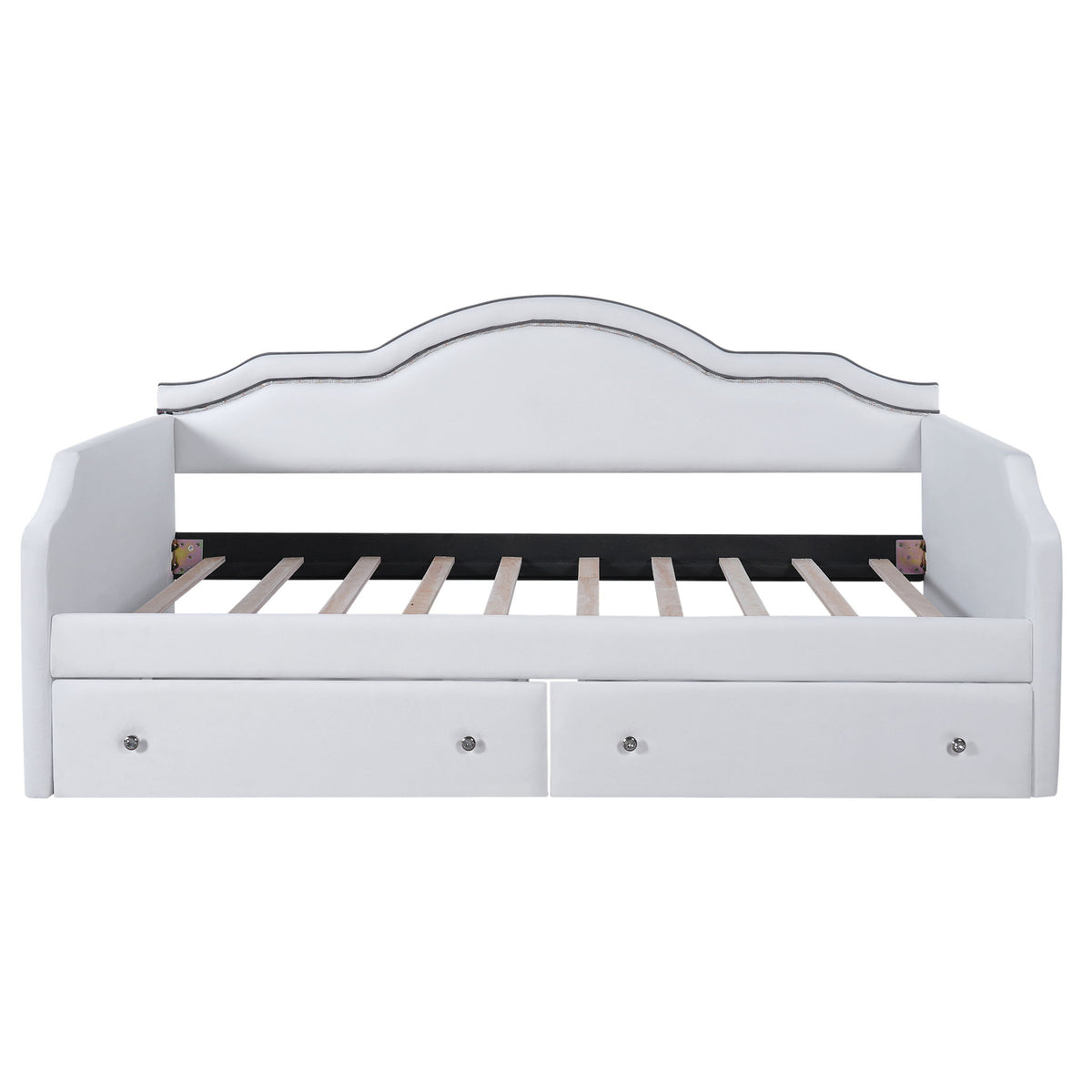 Twin Size Upholstered Daybed With LED Lights And 2 Drawers - Beige