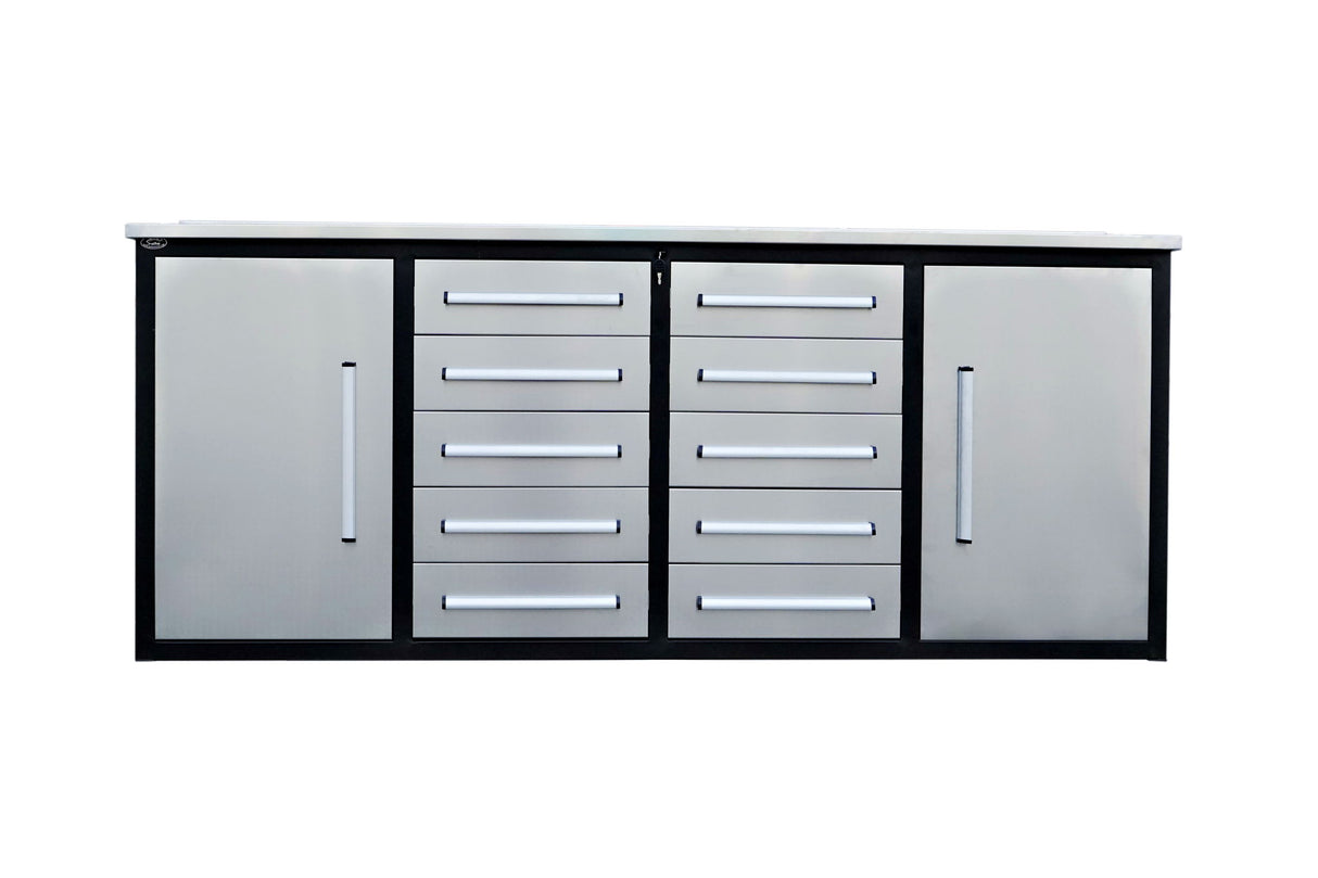 Storage Cabinets With Workbench (With 10 Drawers And 2 Cabinets)