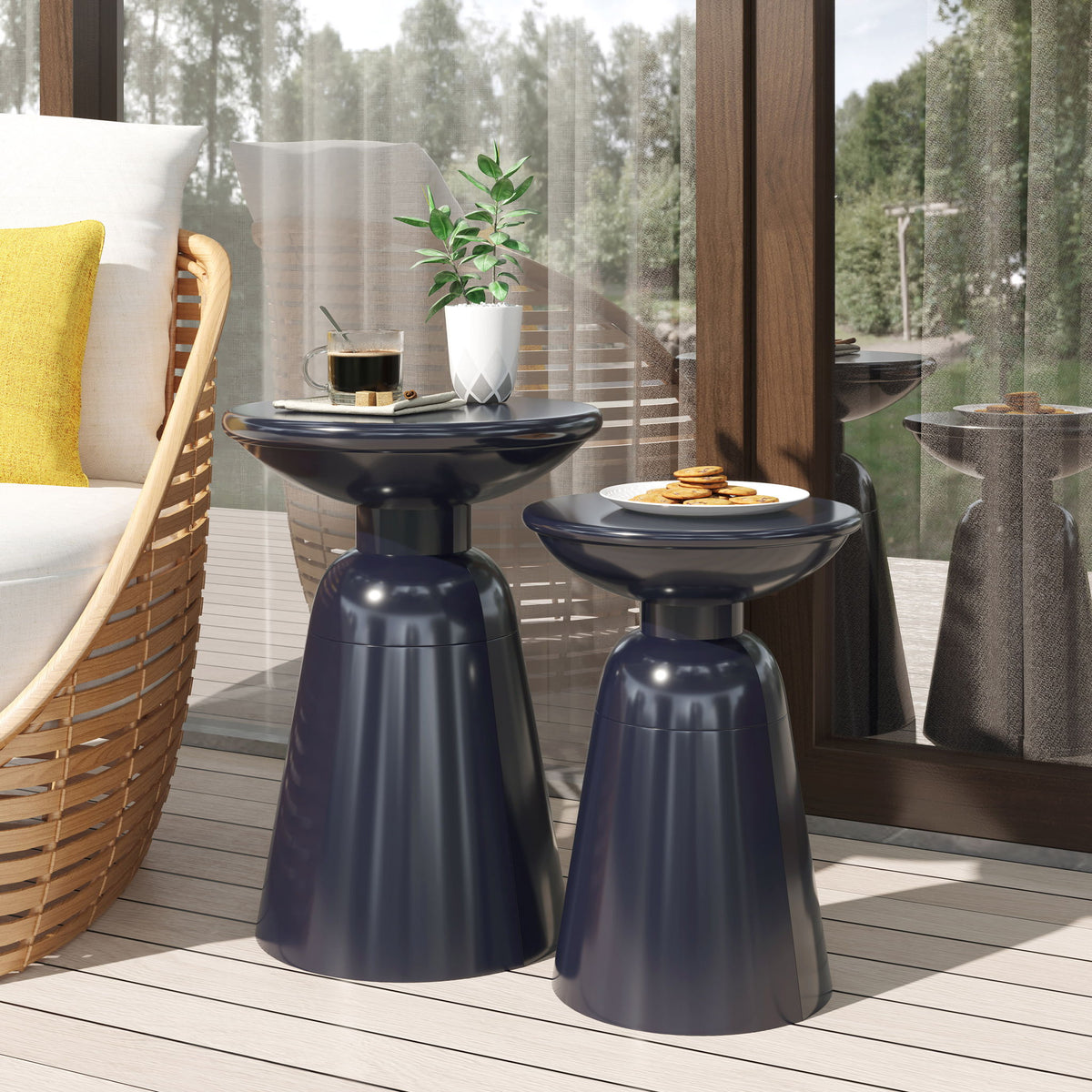 Serenita - Outdoor Side Tables With Flared Design (Set of 2)