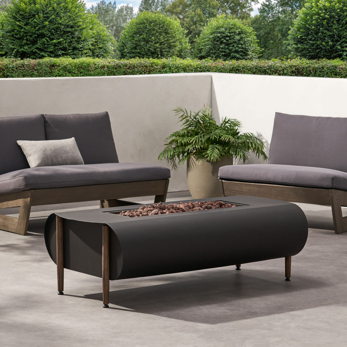Vernon - Rectangle Fire Pit 50, 000 Btu - Dark Gray