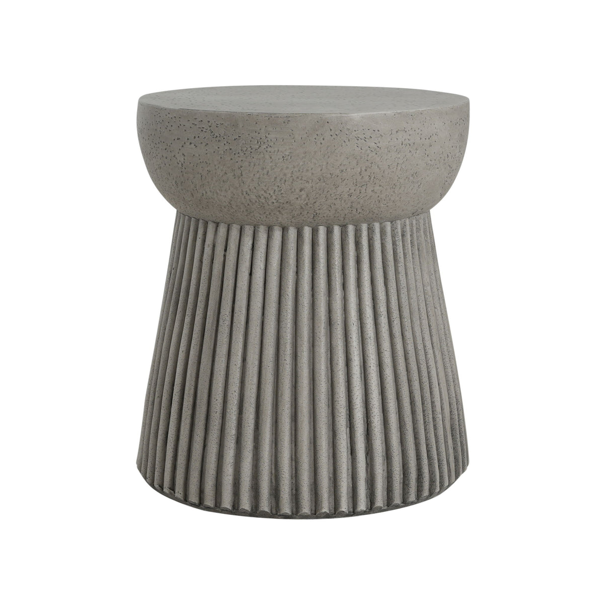 Modern Outdoor Lightweight Concrete Side Table With Hourglass Design - Light Gray