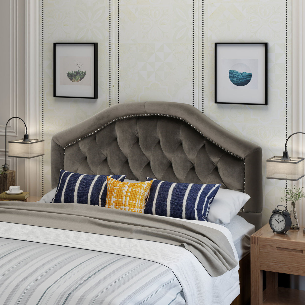 Kaarina - Contemporary Tufted Fabric Headboard