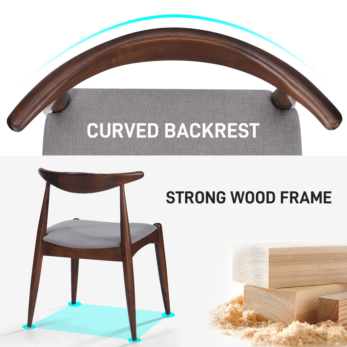 Dining Chairs With Ergonomic Backrest & Comfort Cushions (Set of 2)