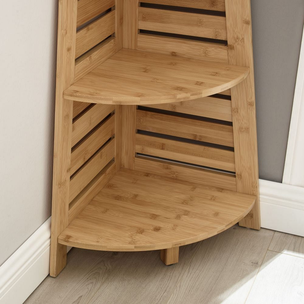 Linon Bracken Corner Bookcase in Natural Finish Bamboo