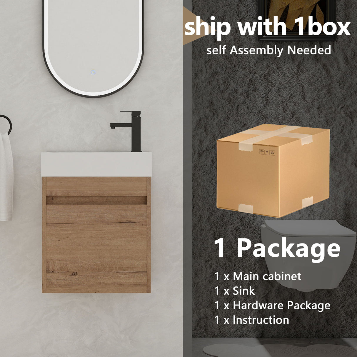 Sink Floating Bathroom Vanity With Soft Close Cabinet Door