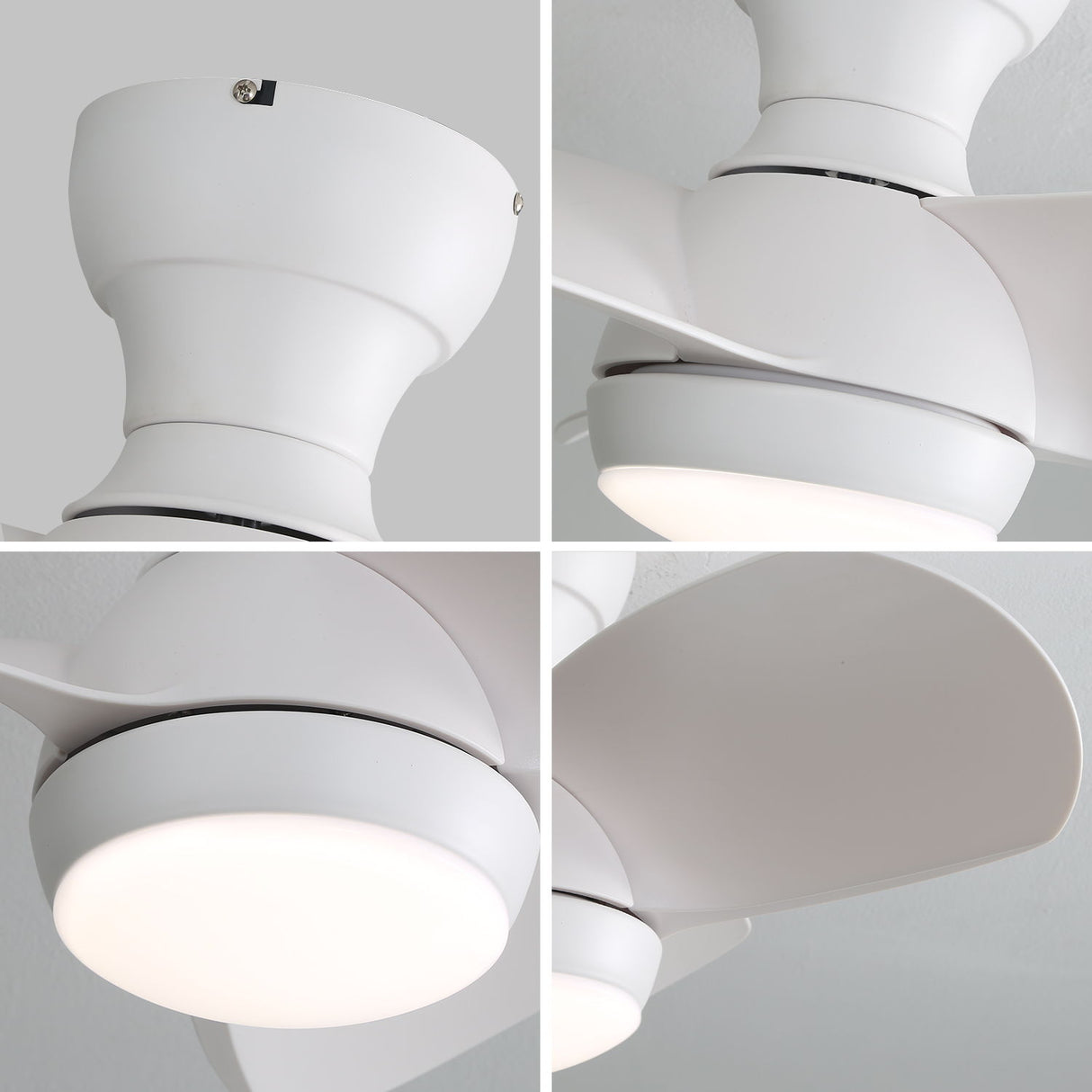 23" Bedroom Ceiling Fan With 3 Color Dimmable 3 ABS Blades Remote Control Dc Motor With 18W Led Light