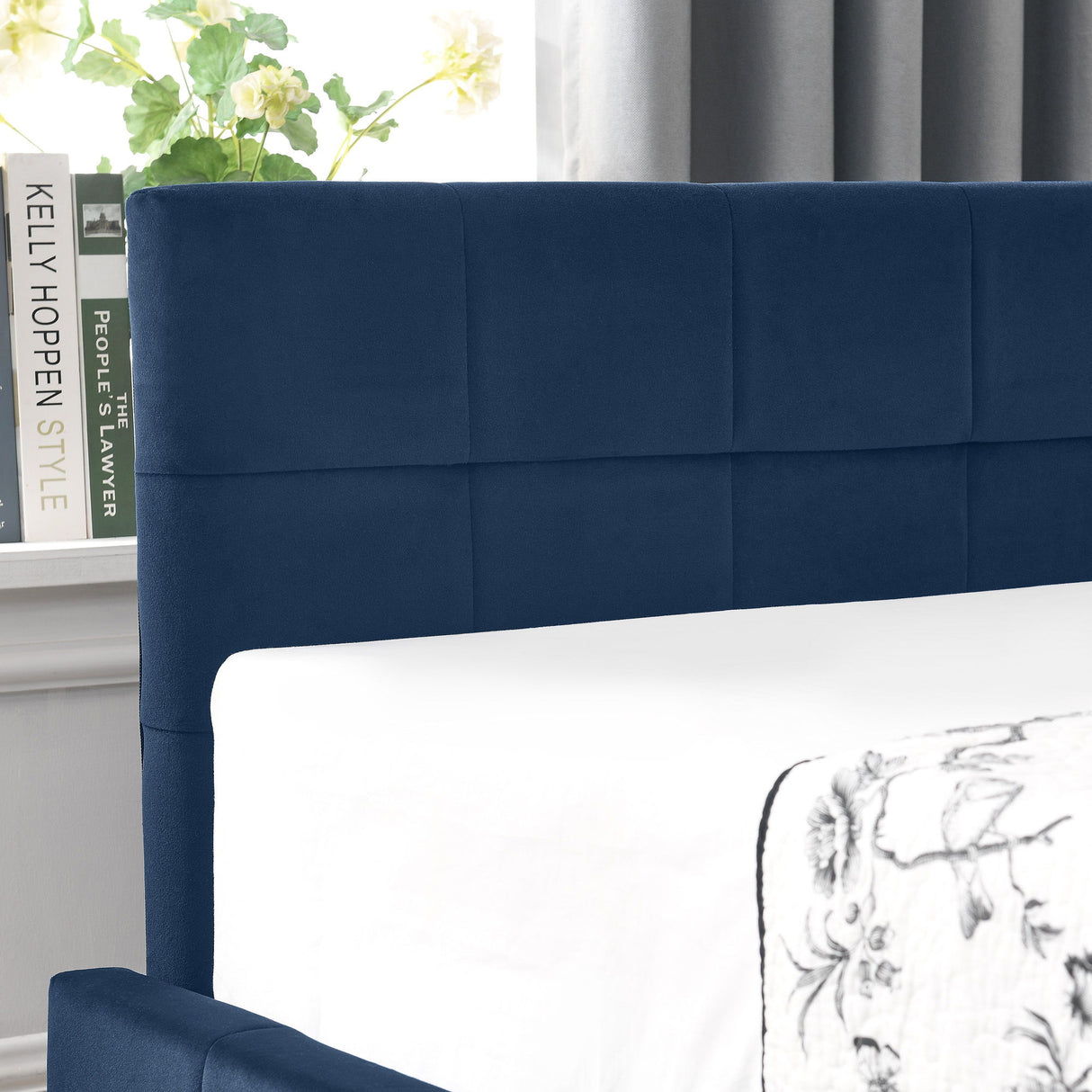 Mid-Century Storage Upholstered Tufted Bed Frame With Backrest And Armrests