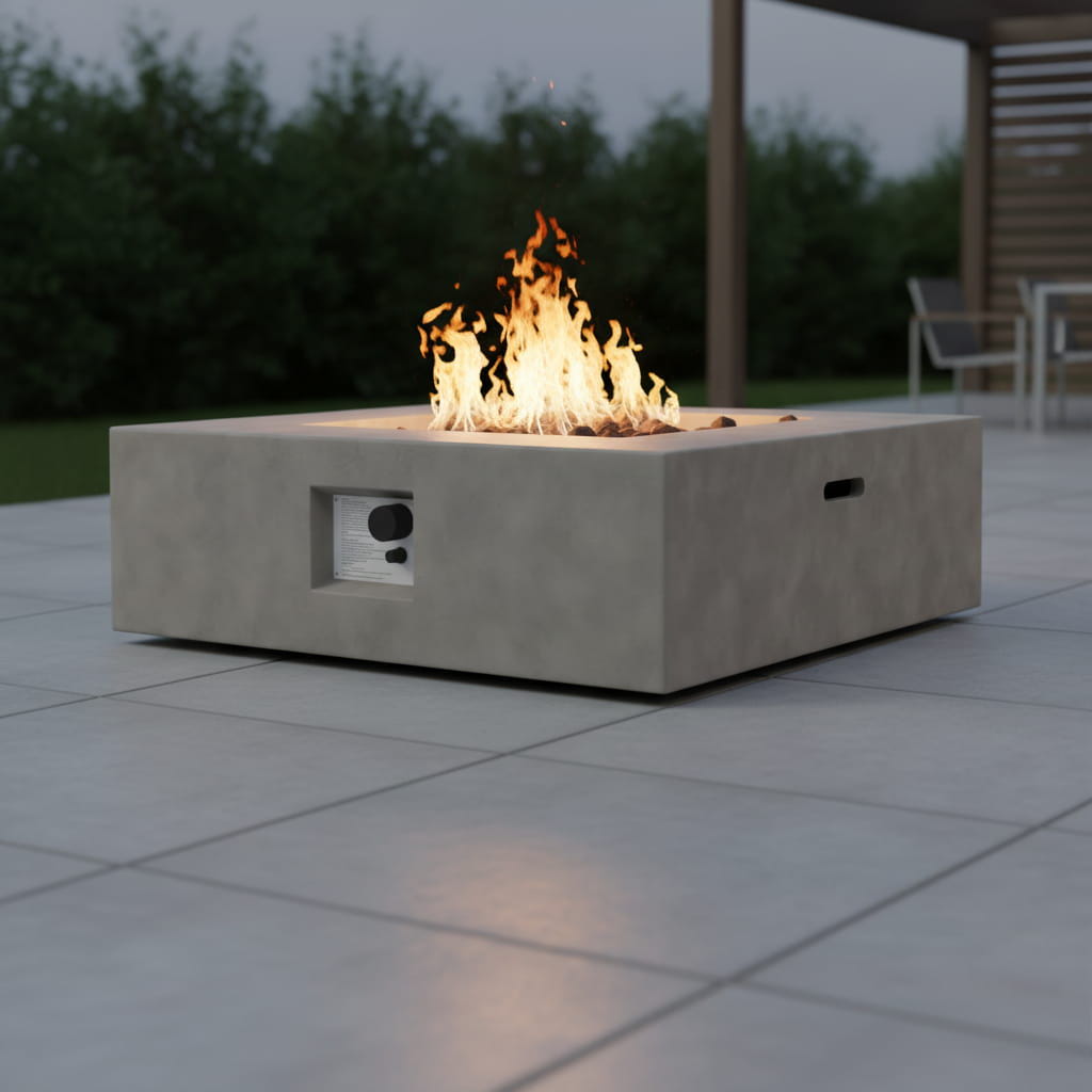 Outdoor Fire Pit Table in Natural Gray 34in with Stainless Steel Burner