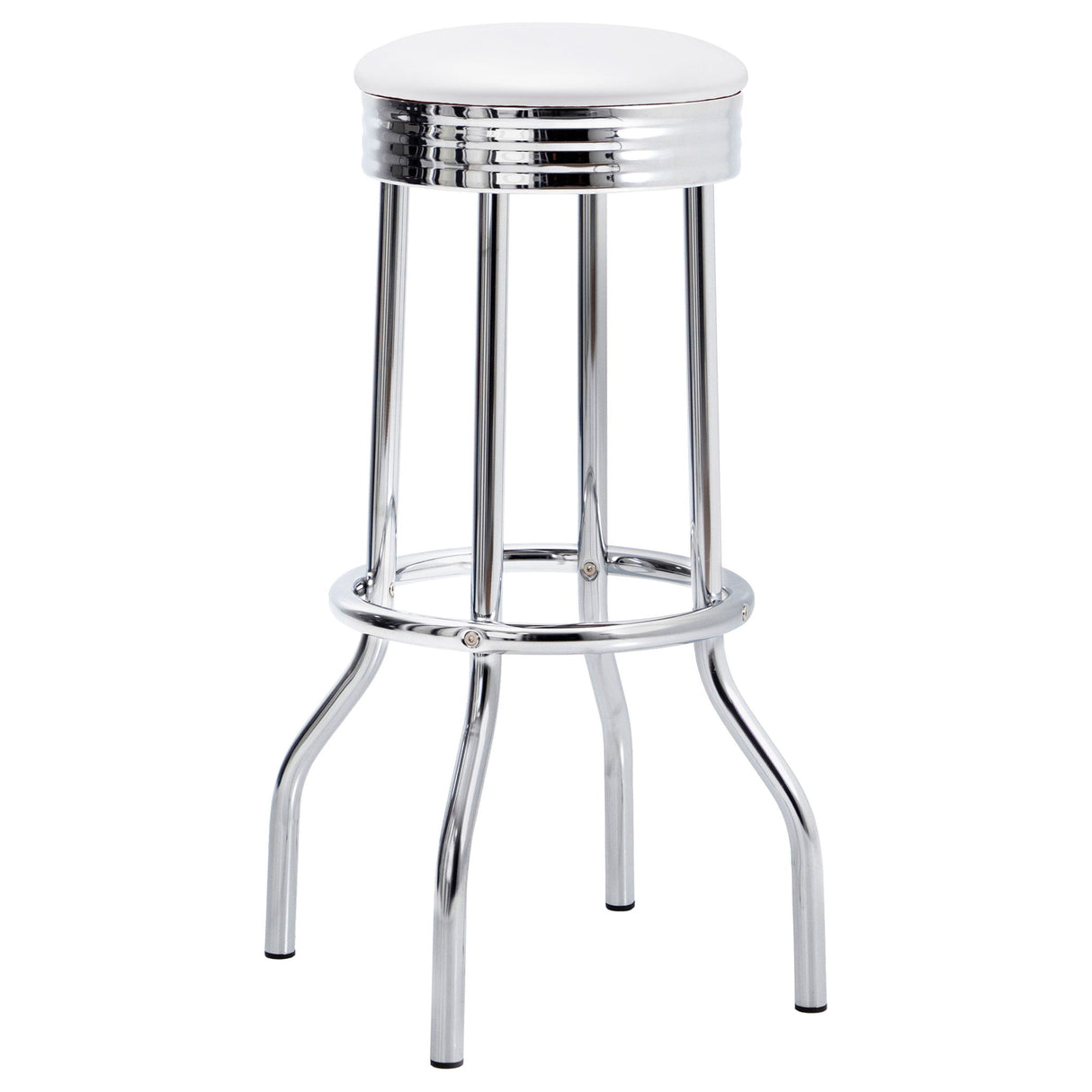 Midge - 3 Piece Round 1950S Bistro Pub Bar Table Set With Upholstery - White