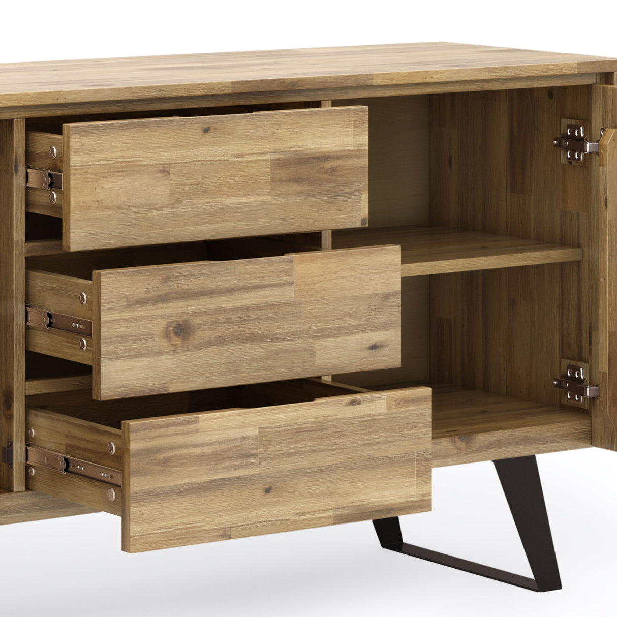 Sideboard Buffet Dining Storage Cabinet Industrial Acacia Wood 60x30in