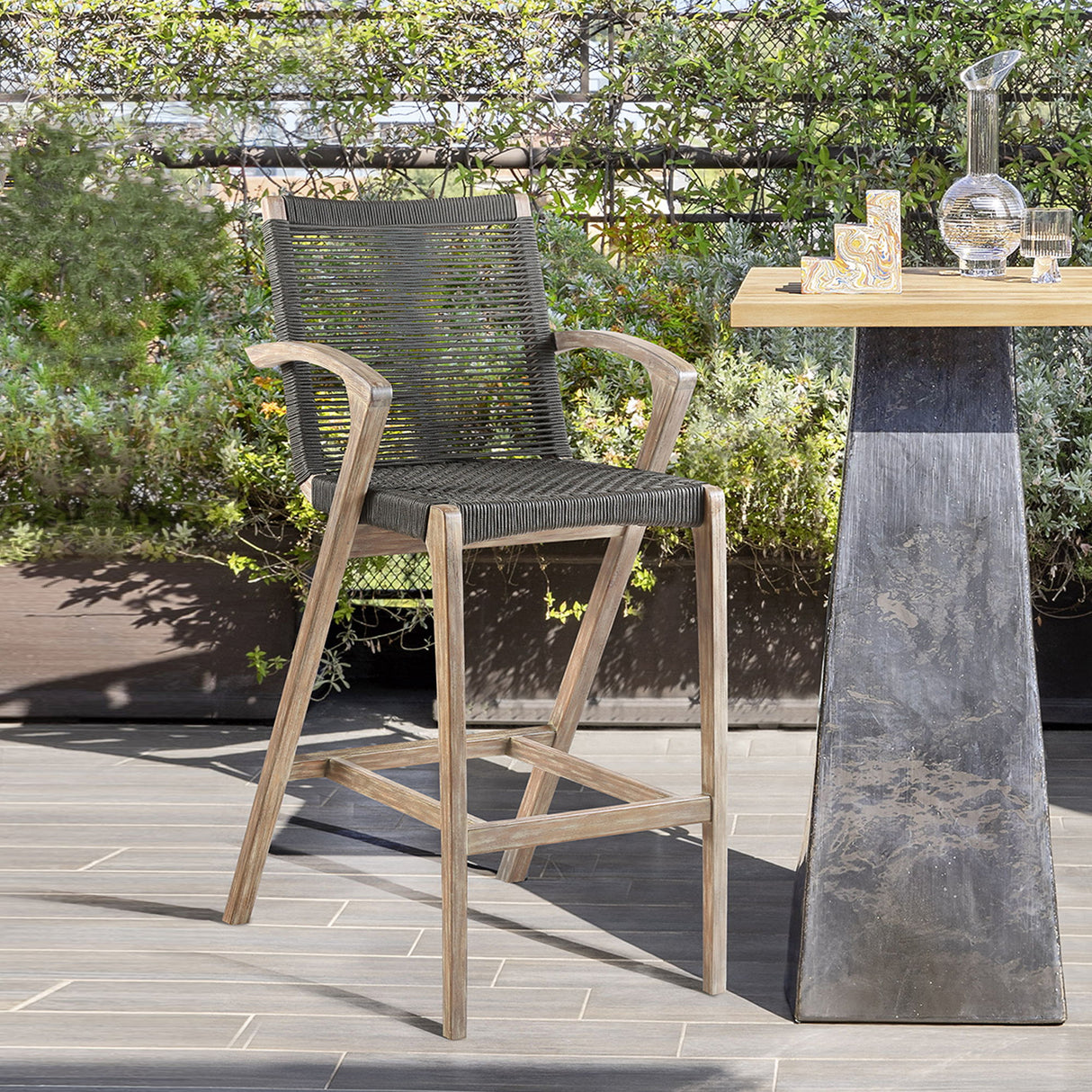 Brielle - Bar Height Stool - Light Eucalyptus / Charcoal