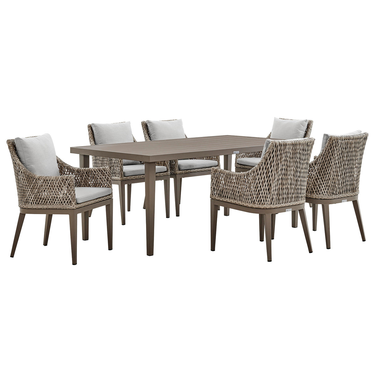 Grenada - 7 Piece Gray Aluminum Outdoor Dining Set With Gray Fabric