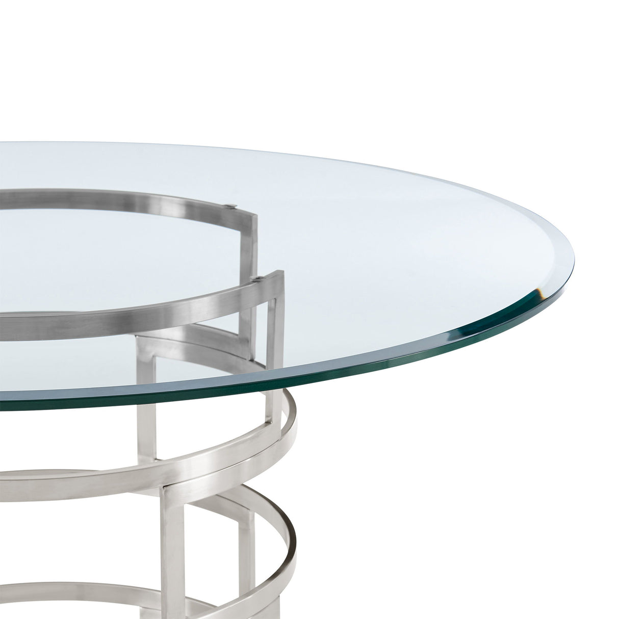 Diaz Morgan - 5 Piece Round Glass Dining Table Set - Brushed Silver / Blue