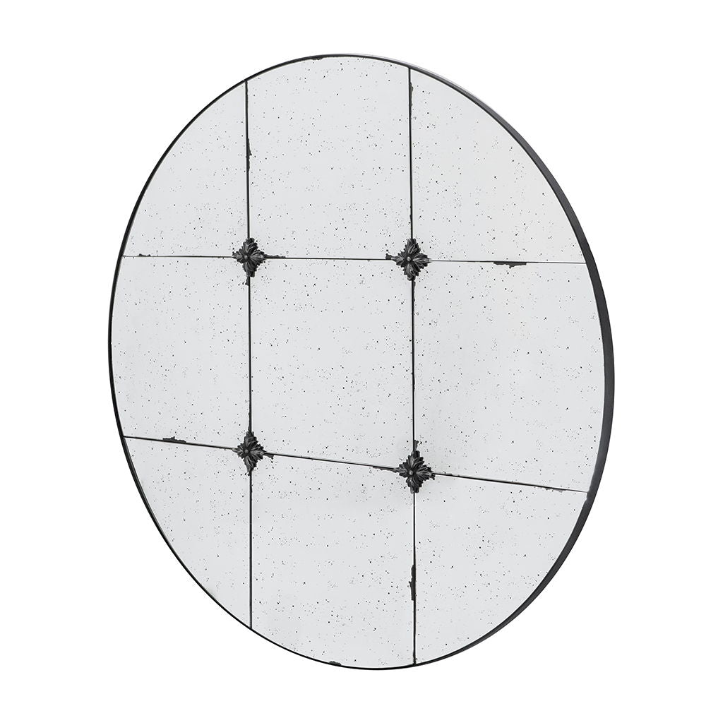 Traditional Decor Style Round Antique Glass Wall Mirror, Wall Decor For For Bathroom Entryway Console Lean Against Wall - Black - Wall Mirrors - Alpine Outlets