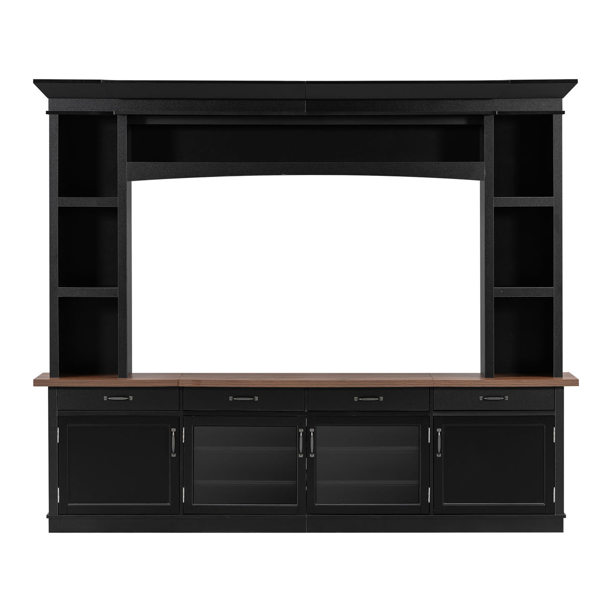 Extra Long TV Stand With 7 Color LED Lights, Adjustable Shelves & Storage Cabinets