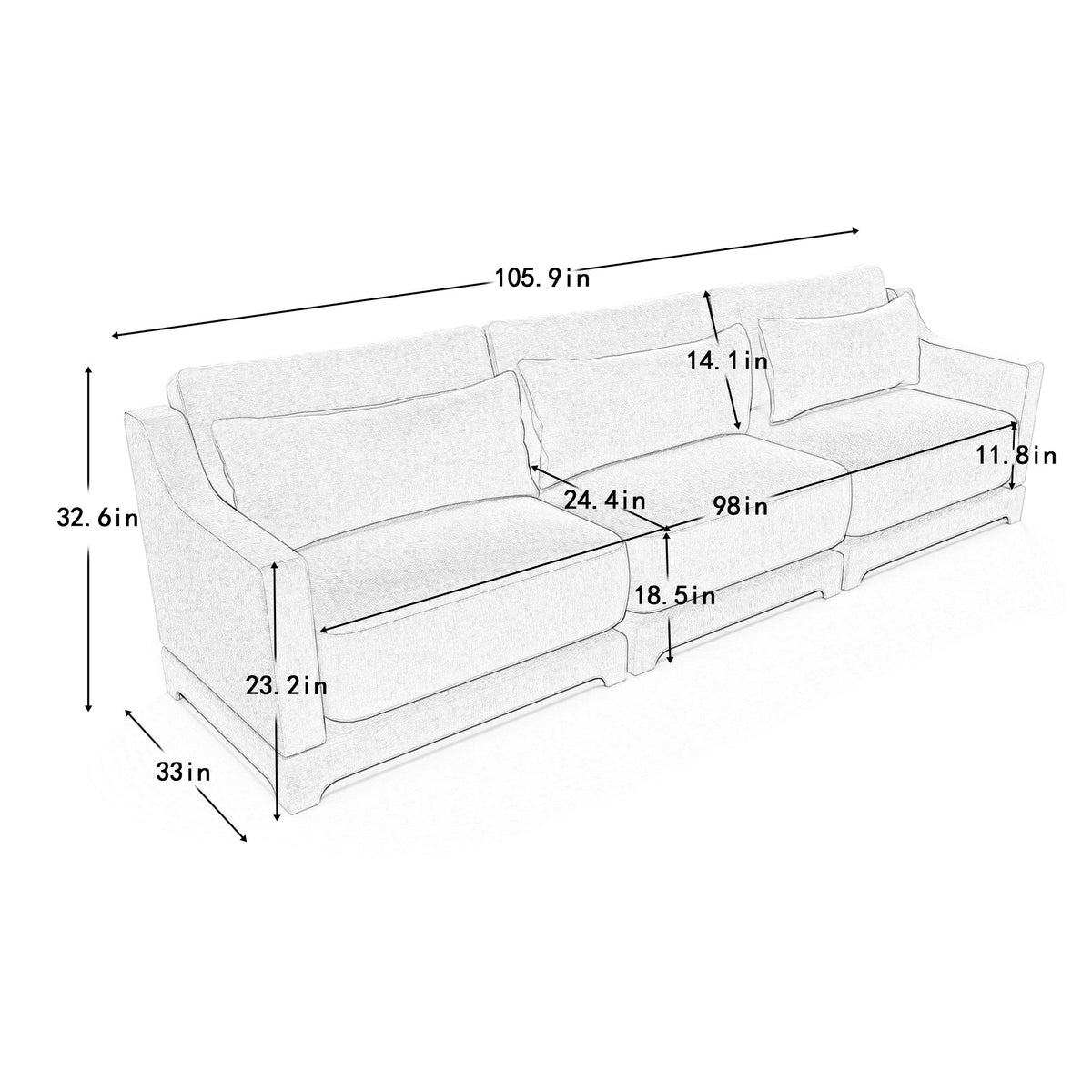 Elegant Sofa With Ergonomic Design And Lumbar Pillows