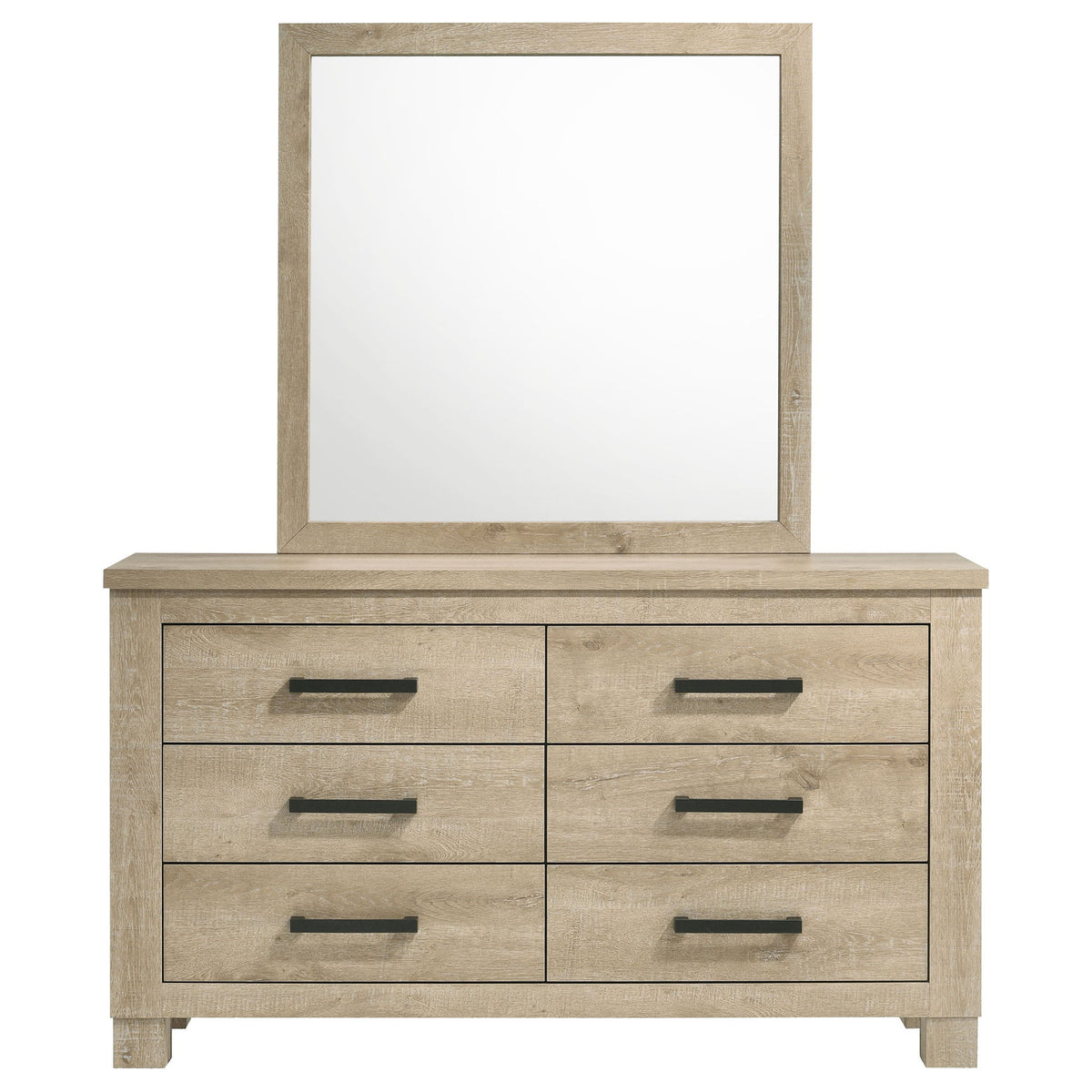 Sansome - 6 Drawer Dresser With Mirror - Oak