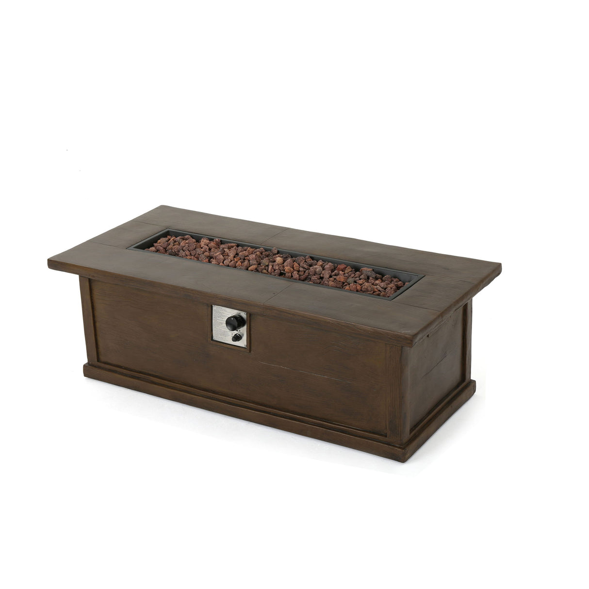 Transitional Rectangular Outdoor Propane Fire Pit Table 56x19in