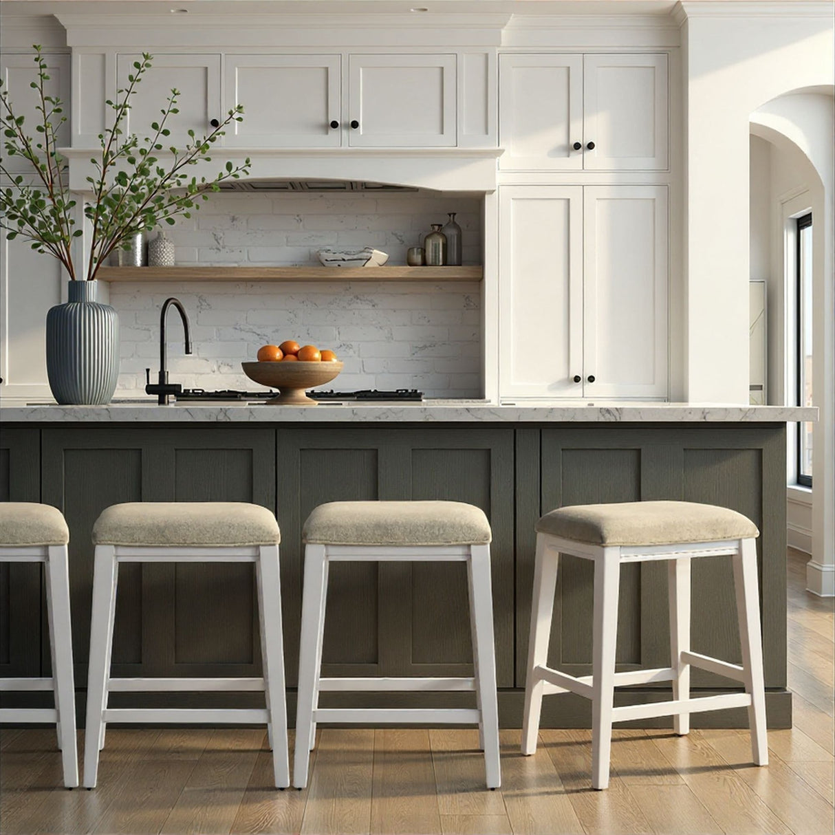 Jane - Contemporary Transitional Wood Counter Height Kitchen Bar Stool