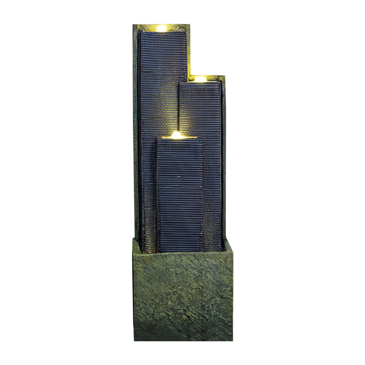 3 Tier Waterfall Fountain With LED Lights - Gray