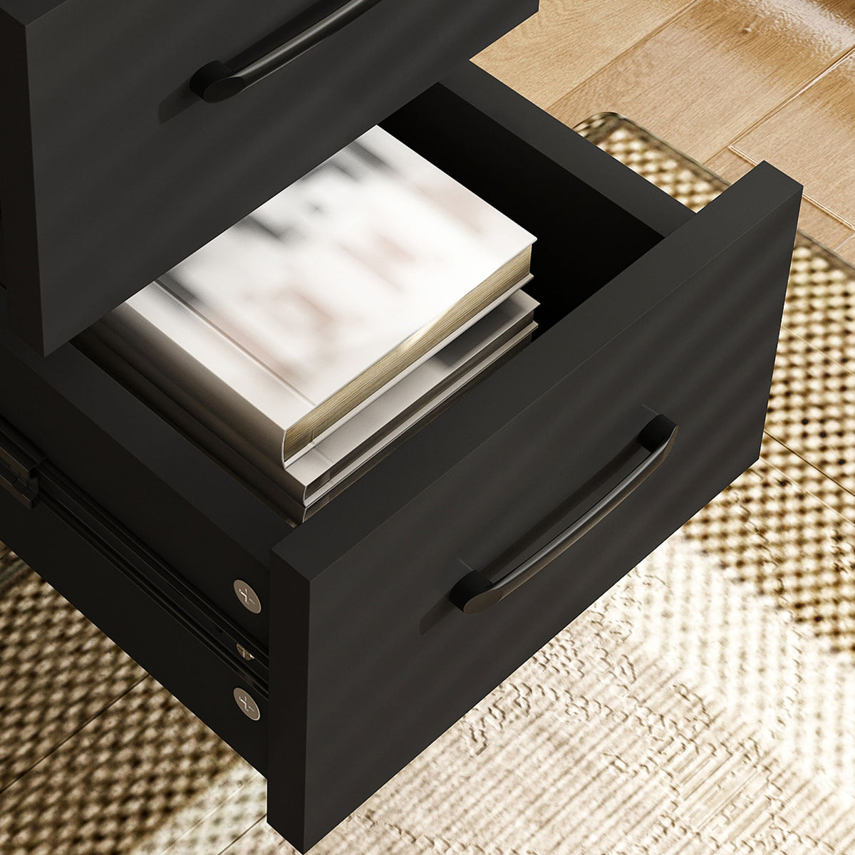 Computer Desk With 4 In 1 Socket, 3 Slide Drawers And 4 Storage Levels, For Home Office - Black