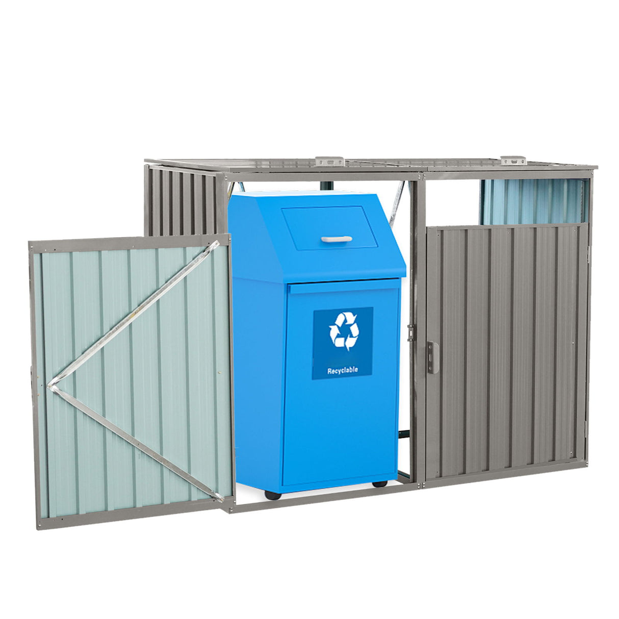 Garbage Bin Shed Outdoor Storage Building Weatherproof Galvanized Steel Housing
