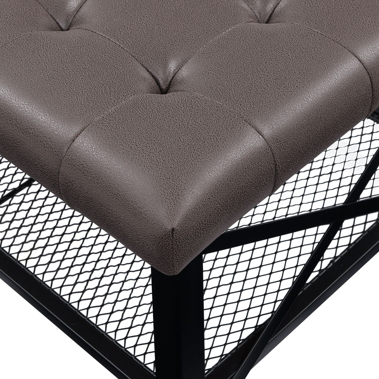 Upholstered Coffee Table With Rack - Dark Brown
