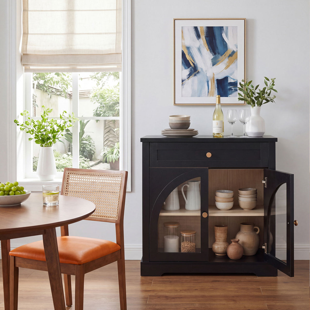 Modern Sideboard Cabinet With 1 Drawer And 2 Arched Doors