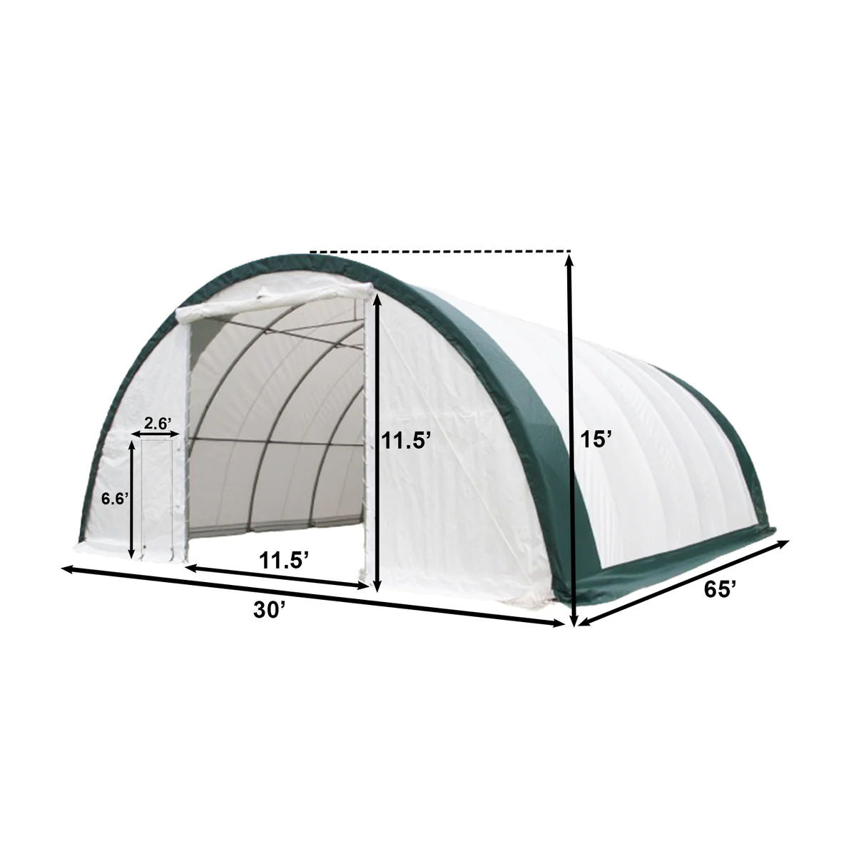 Single Truss Arch Storage Shelter Garden Building Steel Frame White Green