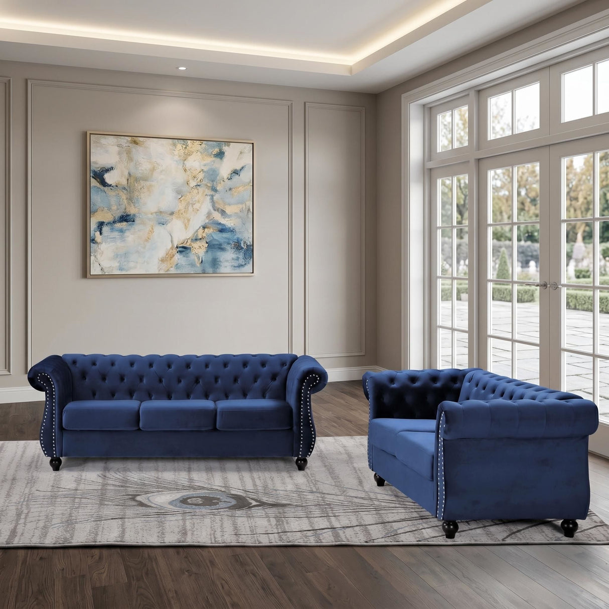 Chesterfield Button Tufted Loveseat With Rolled Arms
