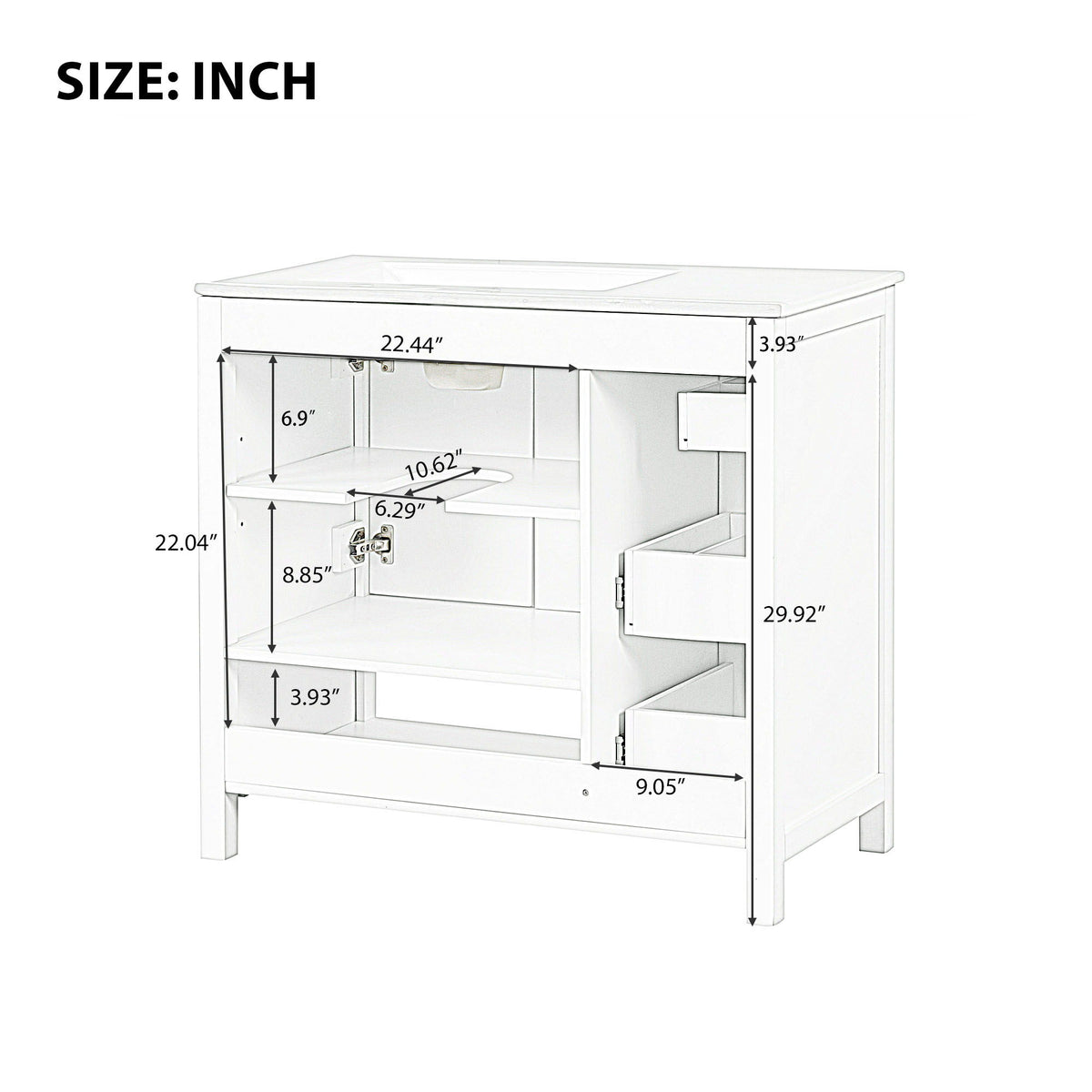 Bathroom Vanity With Sink Top, Bathroom Vanity Cabinet With 2 Doors And 2 Drawers, Open Shelf