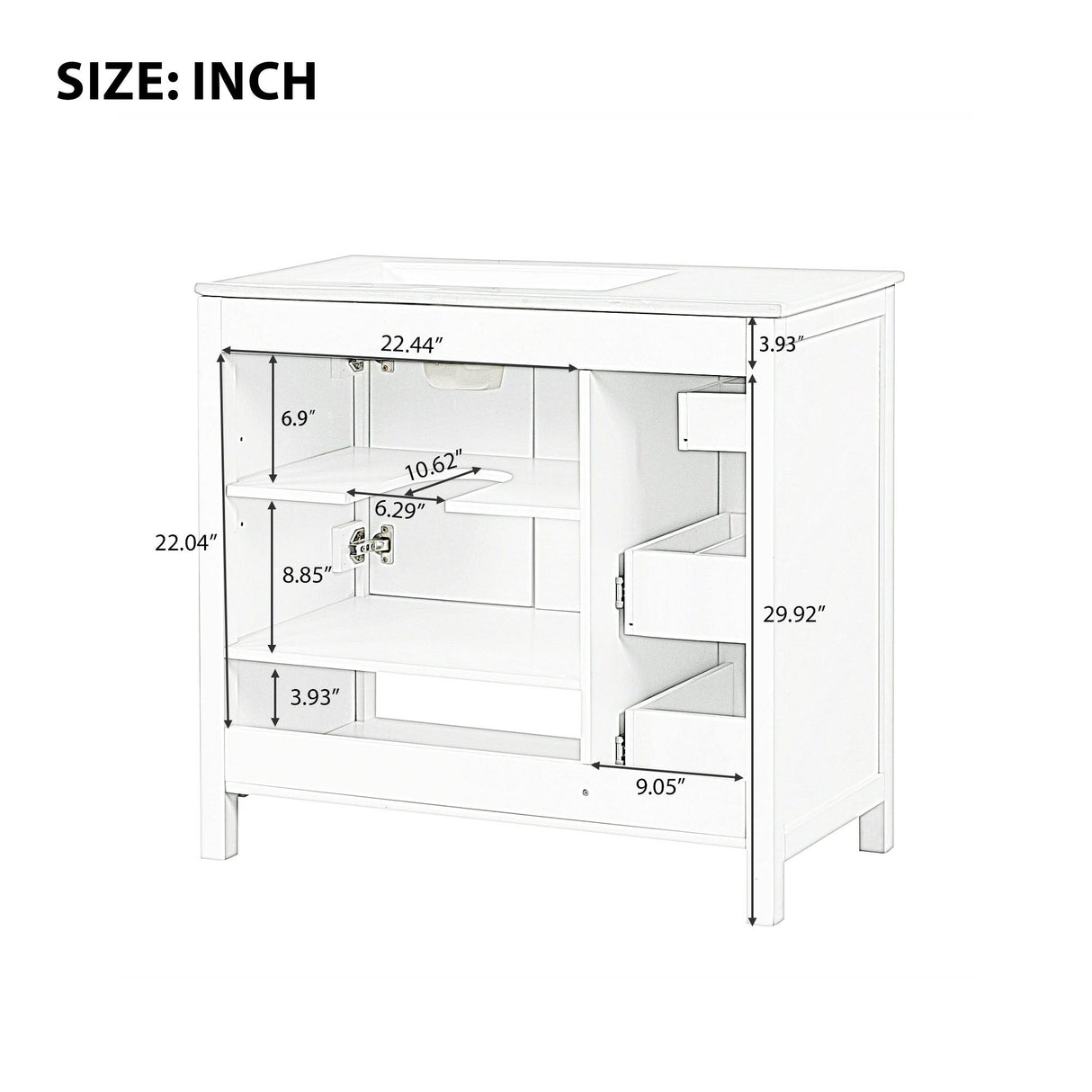 Modern Bathroom Vanity With Sink Top, 2 Doors And 2 Drawers