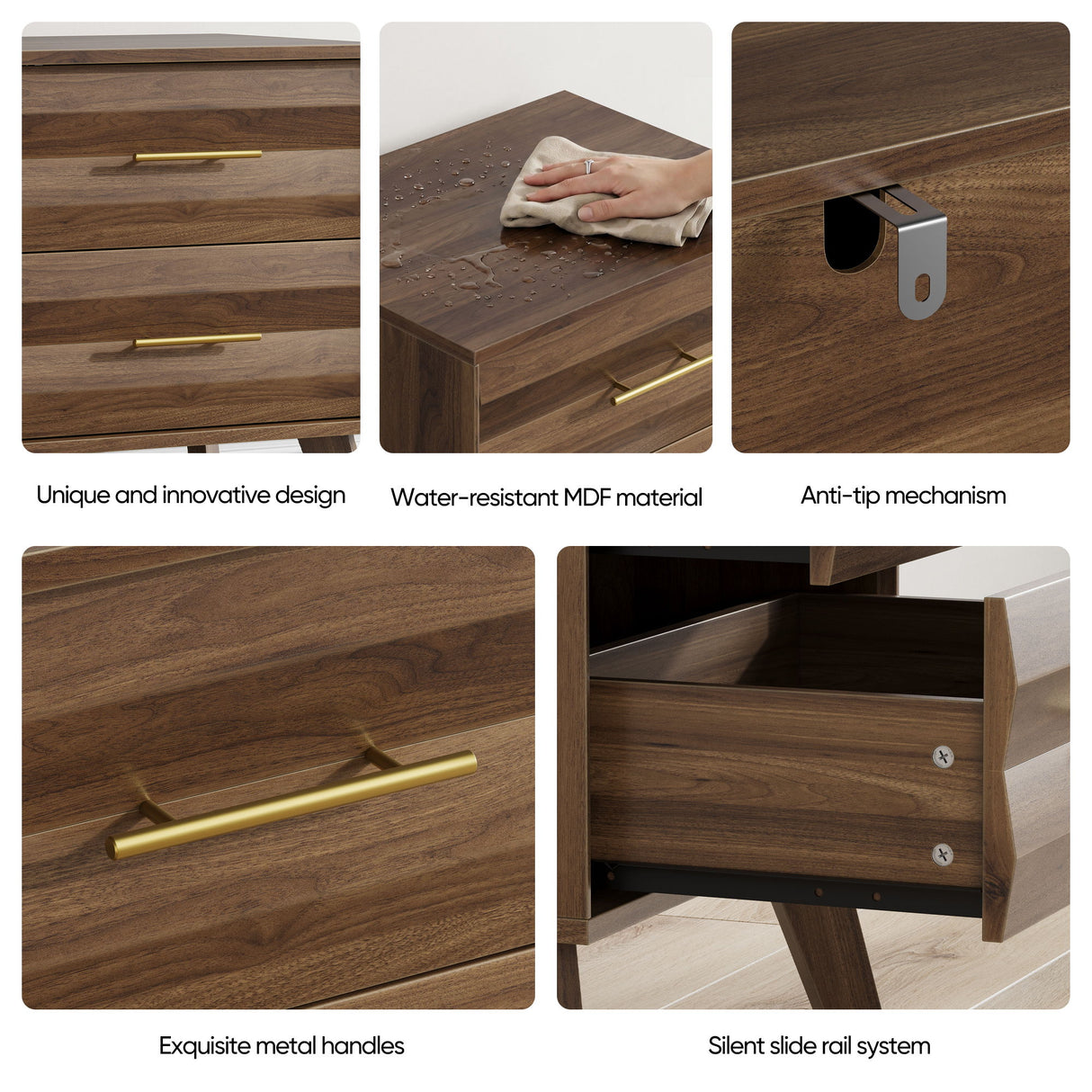 Medieval Double Drawer Bedside Table