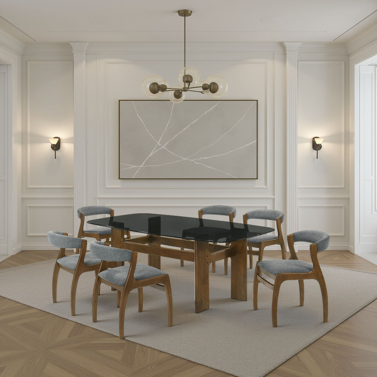 Ileena - 7-Piece Wood Dining Set - Walnut