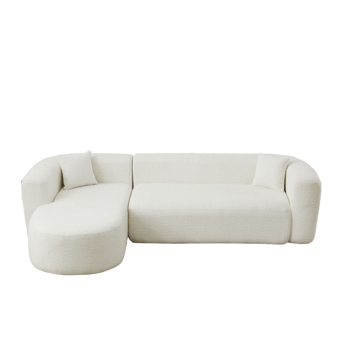 L - Shape Boneless Cloud Couch With 2 Throw Pillows For Living Room