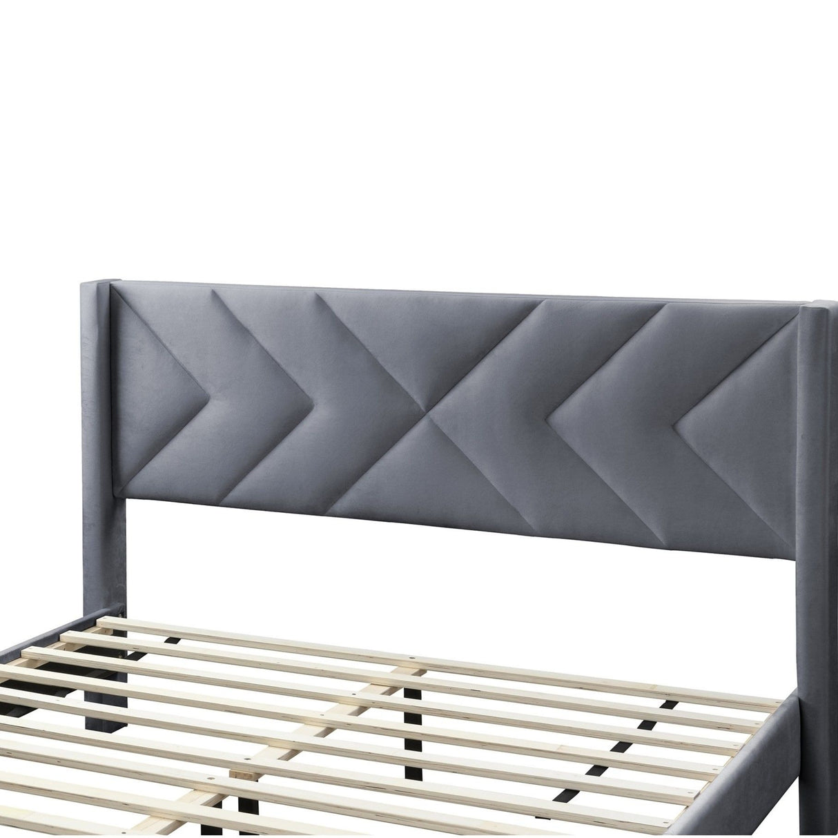 Elegant Bed With Upholstered Headboard, Platform Base