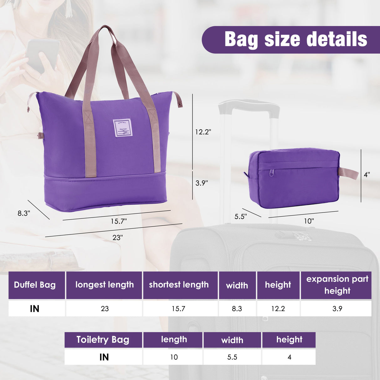 Softside Luggage Expandable Set With Duffel Bag Upright Spinner