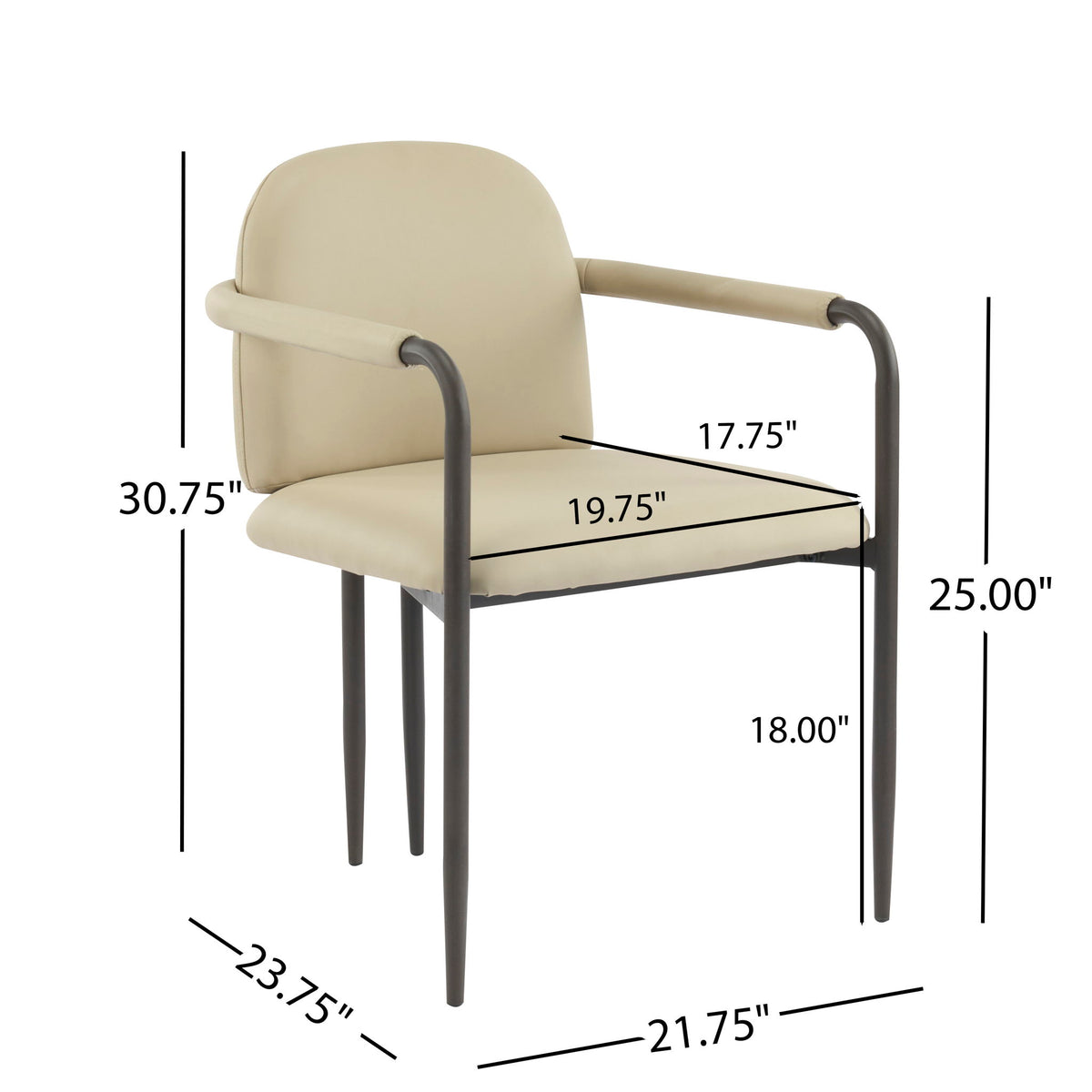 Modern Dining Chair (Set of 2) With Iron Frame - Espresso / Khaki