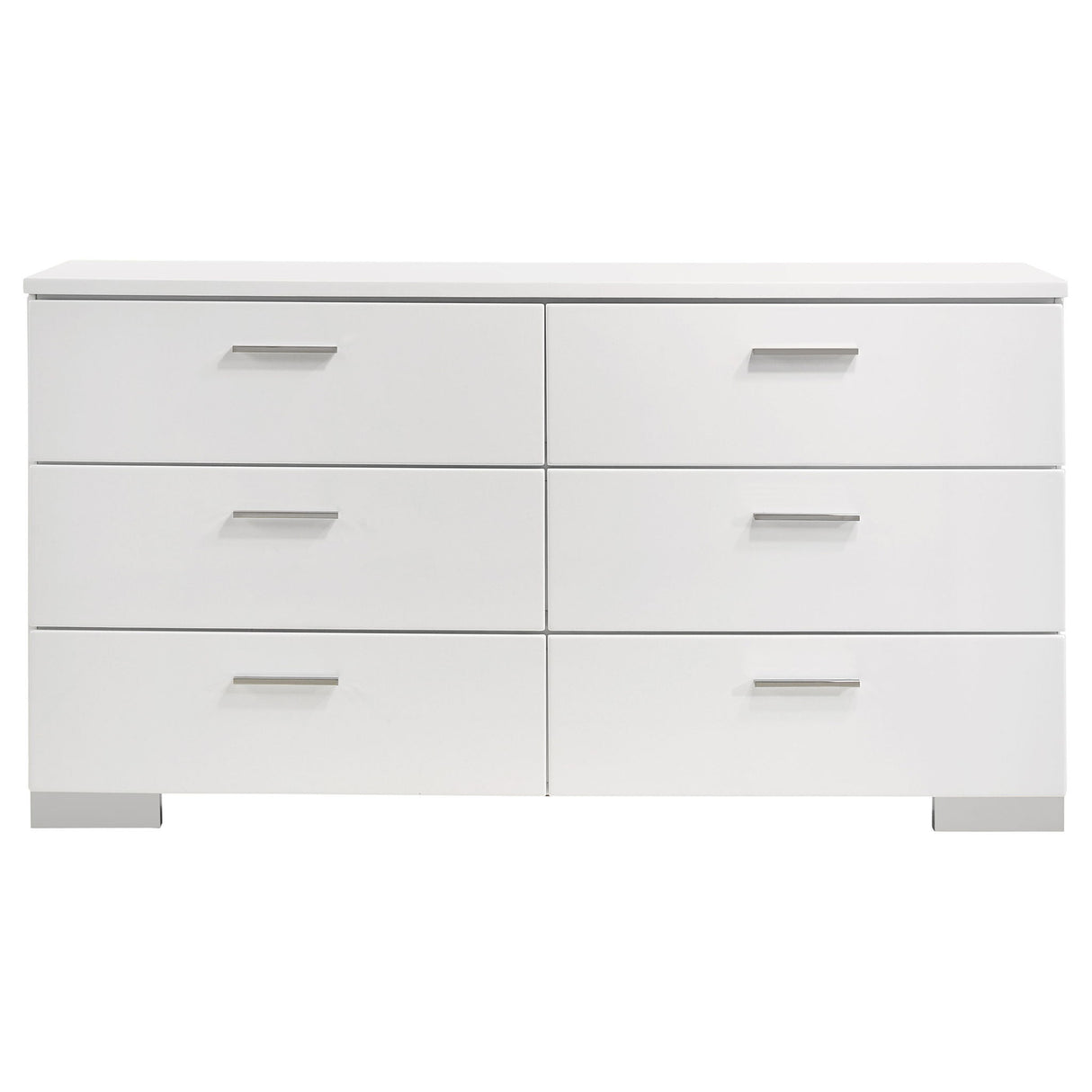 August - 6 Piece Queen Panel Bedroom Set With LED Lighting - White